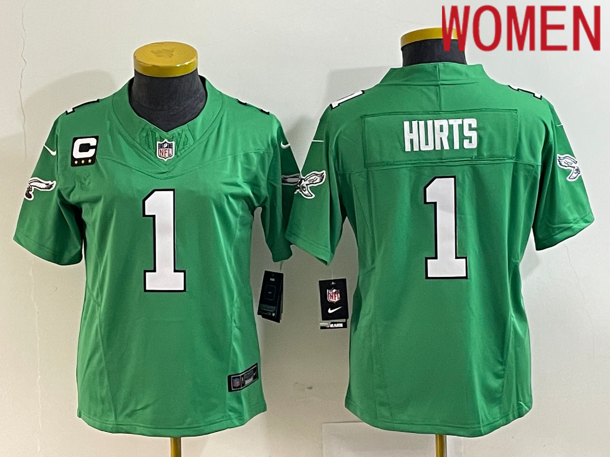 Women Philadelphia Eagles #1 Hurts Green Nike Throwback Vapor Limited NFL Jerseys->philadelphia eagles->NFL Jersey